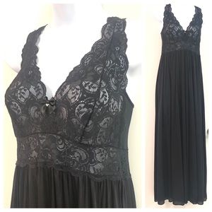 Shadowline Long Full Skirt Stretch Lace Top Nylon Nightgown S
